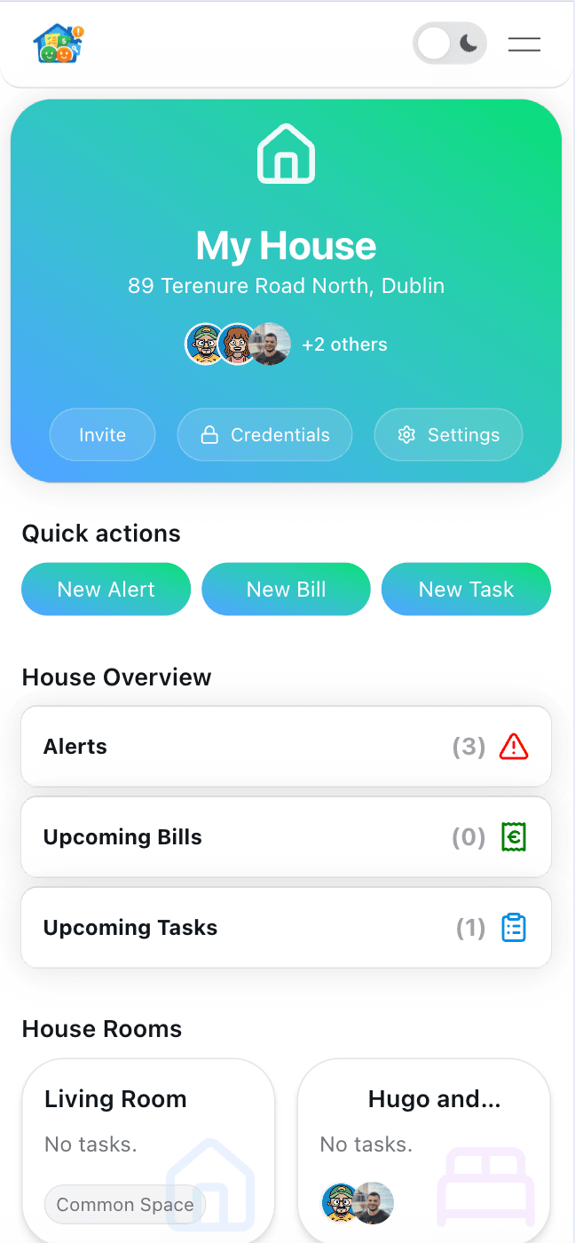 Full-Stack House Organizer Application preview
